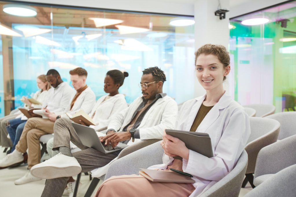Healthcare professionals at a seminar